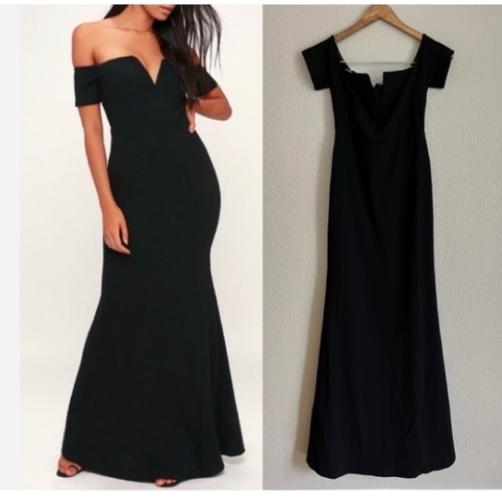 Elegant Black Off-The-Shoulder Gown